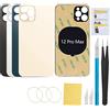 UooFide Cover posteriore in vetro di ricambio compatibile con iPhone 12 Pro Max da 6,7 pollici tutti i vettori (oro)