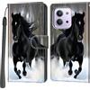 PHINIENLAND Cover per Xiaomi Redmi 15C 4G/5G custodia portafoglio Cavallo nero | 3 scomparti carte, 1 tasca banconote, Chiusura magnetica, Supporto, Pelle PU flip cover per Redmi 15C 4G/5G