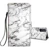 HopMore Cover a Libro per Xiaomi Redmi Note 11 4G / Note 11S 4G in Pelle con Silicone Morbido Portafoglio Disegni per Ragazze Donne Ragazzi, PU Case Custodia Antiurto - Marmo Bianco