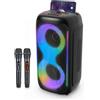 GREEN KEEPER GKD40 Macchina Karaoke Portatile per Bambini e Adulti, Altoparlante Bluetooth con Sistema PA, 2 Microfoni Wireless Ricaricabili, Speaker da Festa con LED e Woofer 4 per Casa, Canto e Feste All'aperto