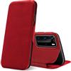 Verco Case per Huawei P40 Pro Custodia, Cover a Libro Pelle PU per Huawei P40 Pro Custodia Premio Booklet Protettiva, Rosso