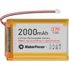 YELUFT 1 batteria ricaricabile ai polimeri di litio da 3,7 V, 2000 mAh, 1S 1C, con scheda di protezione e connettore Micro JST 1.25, per scheda di sviluppo ESP32
