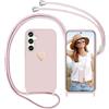YGLAICAI Cover per Samsung Galaxy A56/A36 5G con Cordino Regolabile con Motivo a Cuore Custodia Protettiva in Silicone Liquido, Custodia Protettiva Graffio TPU Antiurto Morbida-Rosa