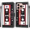 KENHONER Cover Compatibile con iPhone 16 Pro, Premium Pelle PU Portafoglio Flip Libro Custodia per iPhone 16 Pro [Protezione Completa] - cassetta audio