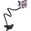 EightSpace Supporto universale per telefono cellulare a collo di cigno con clip, staffa flessibile e rotazione di 360 gradi regolabile, resistente per letto, auto, casa, tavoli, librerie, ufficio (nero)