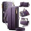 Asuwish Custodia per Samsung Galaxy S24/S25 5G con cerniera a portafoglio con pellicola protettiva e cordino a tracolla Flip RFID blocco porta carte Cell S 24 24S 25 25S G5 SM-S931U Donne Uomini Viola Scuro