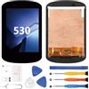 AGCUT Schermo di Ricambio per Garmin Edge 530 Display LCD per Edge 530 Display LCD Touch Screen di Ricambio Completo Assembly con Kit di Riparazione (Nero, Non per Edge 520)