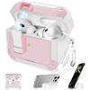 RFUNGUANGO Custodia compatibile per AirPods Pro di seconda generazione con supporto per telefono e funzione di aspirazione magnetica posteriore compatibile, adatta per custodia AirPods Pro 2, bianco e