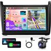 VECHTEL 6G 128G VECHTEL 9Autoradio 2 DIN Bluetooth per VW Polo 2011-2016 Carplay Android Auto Wireless,Android 15,DSP EQ,Wifi GPS Navi,RDS/FM Radio con Retrocamera AHD