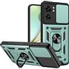 ESTH® Cover per Motorola Edge 40 con Custodia per Fotocamera Scorrevole e Supporto ad Anello [Custodia Paraurti Compatibile con Supporto Magnetico per Auto], Verde