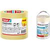 Tesa Nastro per Mascheratura Standard - Nastro in Carta per Mascheratura, Rimozione senza Residui per 2 Giorni, senza Solventi, 2X 50 m x 50 mm & Easy Cover Film Universale - Telo Copritutto