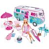 Simba - Steffi Love Playset Camper Hawaii, con Steffi e cagnolino, 50 accessori inclusi, 51 cm, con parti apribili 3 Anni, 105733523, Multicolore