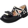 LarDorLin Bowknot Mary Jane Piatto Donna Punta Rotonda Scarpe Comodo Scuola Ballerine Festa Prom Lovely Lolita Dolly Scarpe Nero Numero 41 EU (43 CN)
