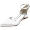 DSKHDZW Donne Abito da Festa di Nozze Appartamenti Punta D'Orsay Sandali Cinturino alla Caviglia Scarpe da Sposa Ballerine,Bianca,40 EU