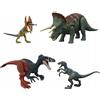 Mattel HJJ85 - Jurassic World - Roar Strikers - Set di costruzioni di dinosauri, inclusi 4 dinosauri