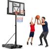 KM-Fit Pannello da basket regolabile in altezza KM-Fit 135-305 cm - Canestro da basket da esterno mobile con rotelle, canestro a molla e rete per bambini e adulti