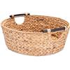 Decorasian Cesto portaoggetti rotondo intrecciato in zostera con manici in legno, giacinto d'acqua 47 cm, grande