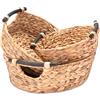 Decorasian Cesto portaoggetti intrecciato in giacinto d'acqua con manici - Cestino regalo o cestino vuoto - Cesti regalo ideali da grandi a piccoli - 27 cm + 32 cm + 37 cm (DA-B0005)
