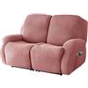 WJHDWYD Elastico 4-Pezzo Copripoltrona Relax Reclinabile 1 Posto, Morbido Jacquard Tessuto Copripoltrona Relax Reclinabile Elettrica Con Tasche(Rosa,2 posti)