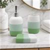 Virtime Set Accessori Bagno 3 Pezzi in Ceramica Lucida Modello Incas, Dispenser Sapone Liquido, Porta Spazzolini e Porta Saponetta (Bicolore Verde)