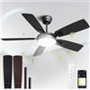BLITZWILL Ventilatore da Soffitto con Luce, Ø132cm Ventilatori da soffitto con Illuminazione LED, Controllo App&Telecomando, 6 Velocità, 3 Colori Dimmerabile, 5 Pale, Silenzioso, Estate-Inverno,Timer