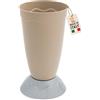 AKITAInk Portaombrelli Vulcano 27x27x50,5 cm Tortora | Plastica Resistente con Decoro a Onde | Design Moderno per Casa e Ufficio