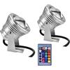THEGA 2 luci Fontana sommergibili - Luce Piscina all'aperto 10W, Illuminazione Acquario RGB, con faretto Telecomando, Lampada Stagno Subacquea Impermeabile IP68 Luce Paesaggio(10W(220V))