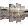 Runa Art - Quadri Tramonto Spiaggia 200 x 100 cm 5 Pezzi XXL Decorazione Murale Design Nero Bianco 607951c