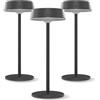 CALEX Lampada da tavolo Solaree Parma, ricaricabile, senza fili, Dimmerabile, luce calda, impermeabile, alluminio, Nero, Confezione da 3