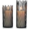 Nuptio 2 Pezzi Portacandele a Colonna in Metallo, Portacandele da Tavolo Nero Elettronico Senza Fiamma a LED, Centrotavola in Metallo Candeliere da Tavolo Decorazioni Natalizie da Caminetto