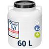 Garronda bidone plastica BPA-free da 60 litri per alimenti, tanica acqua, cisterna acqua con coperchio, adatto per pressini per conserve di crauti, fermentazione o salamoia GD-0087, Bianco