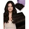 Fshine Extension Capelli Veri Tessitura Farfalla PU 45 cm 50 g Extension Tessitura Capelli Veri Lisci Umani Castano Scuro Butterfly Weft Double Weft Invisibile Micro Beads Compleanno Colore 2