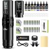EZ TATTOO EZ Kit Macchina per Tatuaggi - Kit per Tatuaggi con 7 Corse 2.0-4.0mm Macchina per Tatuaggi Senza Fili, Alimentazione a Batteria 1600mAh, 20Pz Aghi per Tatuaggio per Gli Artisti del Tatuaggio (X30)
