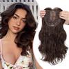 S-noilite Hair Topper Capelli Clip Extension 15 * 15cm Toppers Sintetici per Capelli Sottili Hair Toupet Donna Frontale Extension Ricci Posticci Fringe Toupee,45cm Marrone scuro