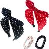 SAMANTHAHALLLTD 2 cerchietti larghi da ragazza con pois, Fascia per capelli per orecchie di coniglio, fascia per capelli in tessuto antiscivolo, copricapo elastico Twist Styling Tools per la bellezza, con 2 elastici