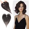 S-noilite Topper Capelli Umani per Donne, 13g Capelli Veri Frangetta Laterale, 27CM Frangia a S Fermaglio per Capello, Capello Umani Toppers con 9x12CM Base in Pizzo per Diradati, Noir Naturel #1B
