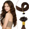 SEGO Extension Capelli Veri Cheratina 35 cm 25 Ciocche Extension Charatina Capelli Umani Remy Lisci Extension Cheratina Capelli Veri 25g #4 Marrone Medio