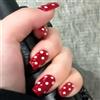 Nymora Polka Dot Press on Nails- 30 Stück Kurze Quadratische Fake Nägel mit Roten & Weißen Punkten, Glänzend Wiederverwendbar, Gel Nägel zum Aufkleben inkl. Kleber & Nagelfeile