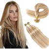 S-noilite Extension Capelli Veri Cheratina, 45CM Extension Cheratina Capelli Veri, 20 Pezzo 25g Umani Keratin Human Hair Extensions, Invisibili U-Tip Capello Umani, Marrone Oro Mix Biondo Chiarissimo