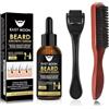 TaimeiMao Kit Per La Crescita Della Barba,Olio Per La Crescita Della Barba con Beard Roller,Spazzola per Beard,Regalo Uomini e Papà
