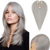 S-noilite Topper Capelli per Donne, 35g Capelli Frangetta Laterale, Senza Frangia Fermaglio per Capello per Diradati, Capello Toppers con Base Intrecciata a Mano, 30CM #Grigio