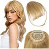KEJOL Frangia Clip Capelli Veri 100% Umani, Extension Frangetta Clip in Bangs con Tempie Posticcio per Donna (Biondo)