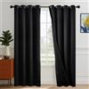 Deconovo Tende per Interni con Anelli, Oscuranti 100% con Retro Nero, Tende Termiche Isolanti Moderne per Camera da Letto e Soggiorno, 2 Pannelli, 140x290 cm, Nero