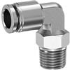 CNCTEC Raccordo a innesto pneumatico da 1/8, 1/4, in acciaio inox V2A, angolo di 90°, 6 mm, 8 mm, 10 mm, 12 mm, acciaio 304 (1/4 - 12 mm)