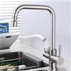 ZPSPZ Rubinetto Cucina con Attacco Lavastoviglie Rubinetto da Cucina Ottone Acqua Fredda e Calda-Spazzolato