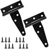 Wopanxye 2 confezioni di cerniere a T resistenti da 3 pollici (75 mm), nere, cerniere per porte in legno a 6 fori con viti, angolo di apertura 270, rivestimento antiruggine, per cancelli da giardino