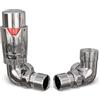UK Radiators Valvole termostatiche cromate per radiatore e valvola ad angolo con serratura, finitura cromata lucida, design moderno e di classe 1/2 x 15 mm