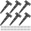 Jesustree 6 Pezzi Cerniera a T Nera Resistenti Cerniera Porta Esterna per Cancello, 125 mm, Zincate, con Vite di Montaggio, per Porte, Finestre, Casette da Giardino, Fienili