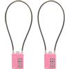 SISAV Cavo con combinazione a 4 cifre, cavo da 30,5 cm, per armadietti scolastici, caschi, armadietti, cassette degli attrezzi, valigie, zaini, cavi da 3 mm di diametro, rosa (confezione da 2)