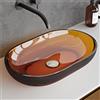 doporro Lavabo da Appoggio Ovale Profondo 54x34x10,5 cm in Resina Trasparente Arancione per Bagno
